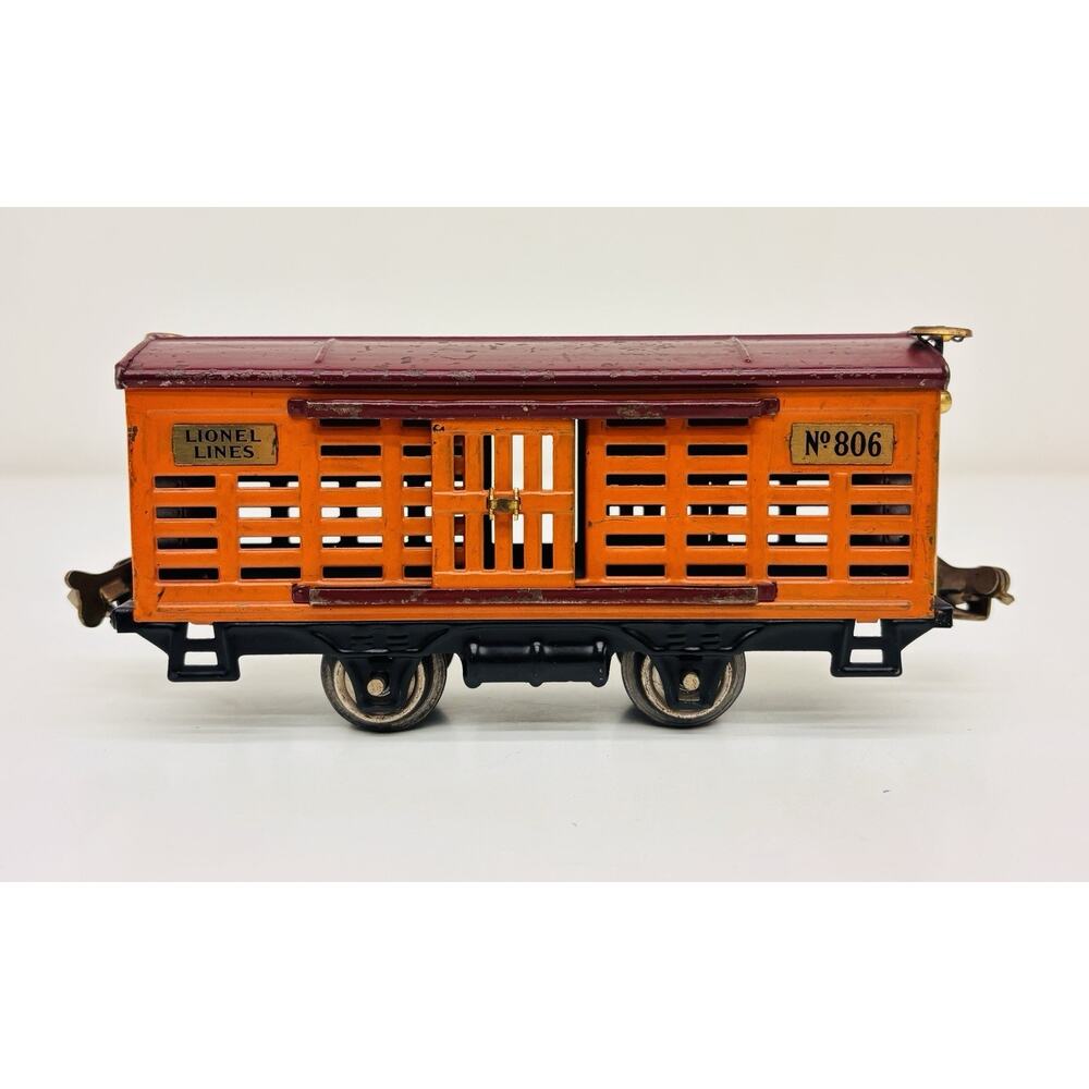 Lionel Prewar O 806 Cattle Stock Car Orange & Maroon
